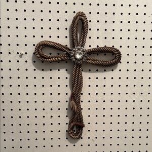 Rustic Rope Wall Cross with Gem Accent